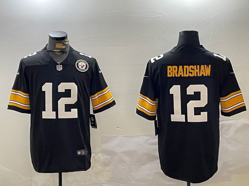 Men Pittsburgh Steelers #12 Bradshaw Black 2024 Nike Limited NFL Jersey style 3->pittsburgh steelers->NFL Jersey